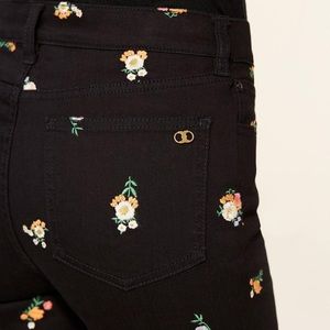 Tory Burch floral embroidered denim
